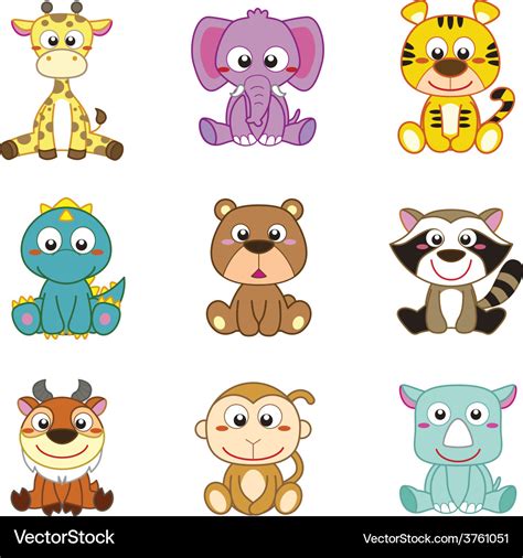 Child cartoon animals Royalty Free Vector Image