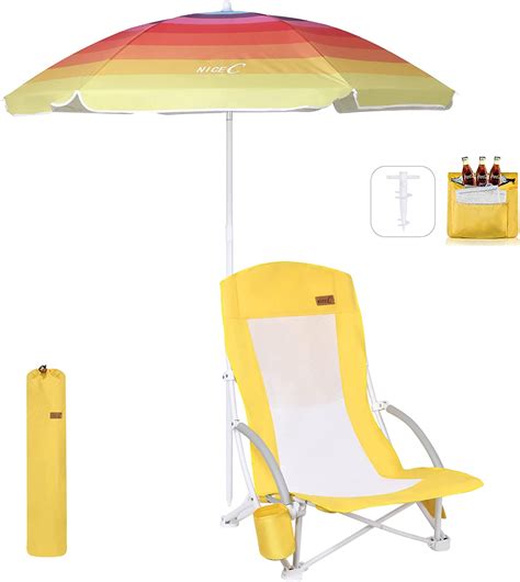 Beach Chair, Beach Chairs for Adults with Umbrella and - Nice C - NiceC