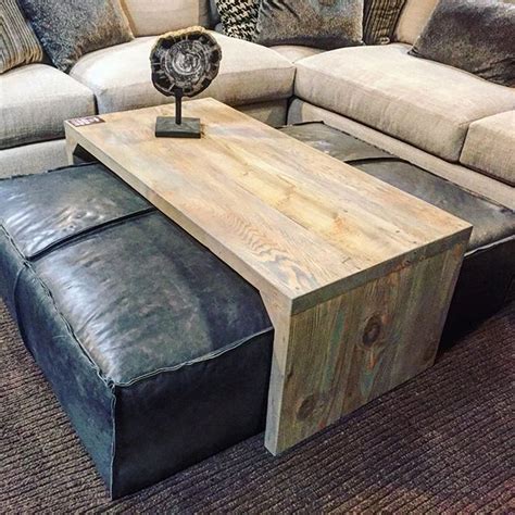 48 Gorgeous Coffee Table Design Ideas - HOMYHOMEE | Leather ottoman coffee table, Leather coffee ...