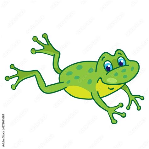 Little funny frog jumping. In cartoon style. Isolated on a white background. Stock Vector ...