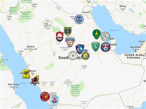 Saudi Professional League Map | Clubs | Logos - Sport League Maps