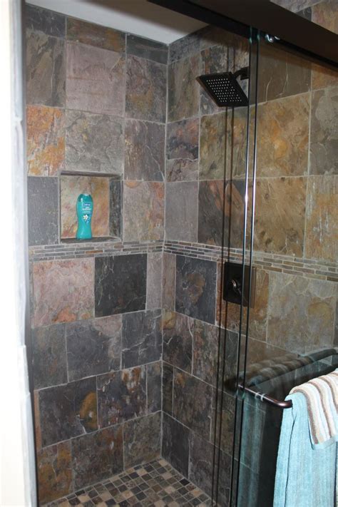 Natural slate shower | Slate shower, Slate bathroom tile, Rustic ...