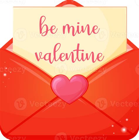 Open red envelope with a love note text be mine valentine. Valentines day greeting card ...