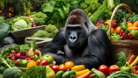 What do gorillas typically eat, and what is their diet like?