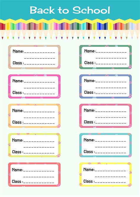 Notebook Labels Vector Template Design. School Book Labels Template. Name and Class Set Stickers ...