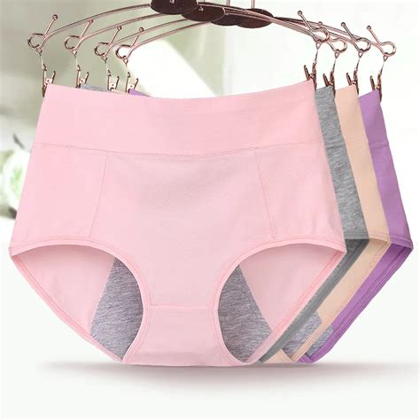 New High waist panties Menstrual Underwear Women Side Leakage Proof Briefs Cotton period Panties ...