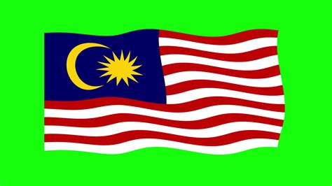 Malaysia Waving Flag 2D Animation on Green Screen Background. Looping seamless animation. Motion ...