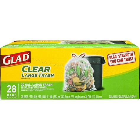 Glad Clear Recycling Drawstring Large Trash Bags, Clear, 30 Gallon, 28 Count - Walmart.com ...