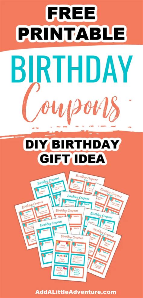 Printable Birthday Coupons - a DIY Birthday Gift Idea