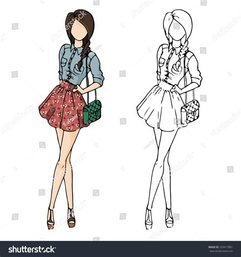 Fashion Sketch Drawing Girls Beautiful Looks: เวกเตอร์สต็อก (ปลอดค่าลิขสิทธิ์) 233417881 ...