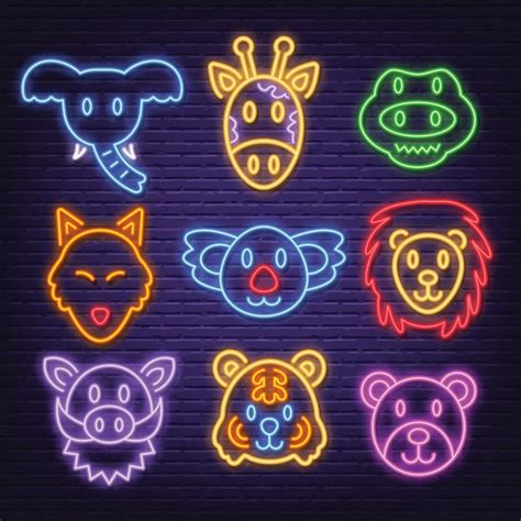 Premium Vector | Animal neon icons