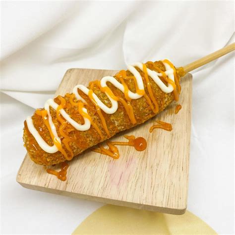 Crispy Corn Dog with Yummy Sauces. 21144254 Stock Photo at Vecteezy