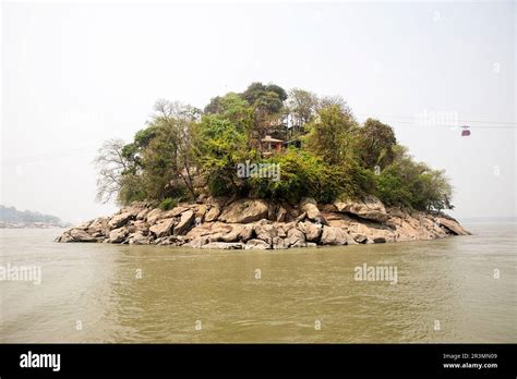 Umananda Island with Umananda Temple on it, a Shiva temple located in the middle of river ...