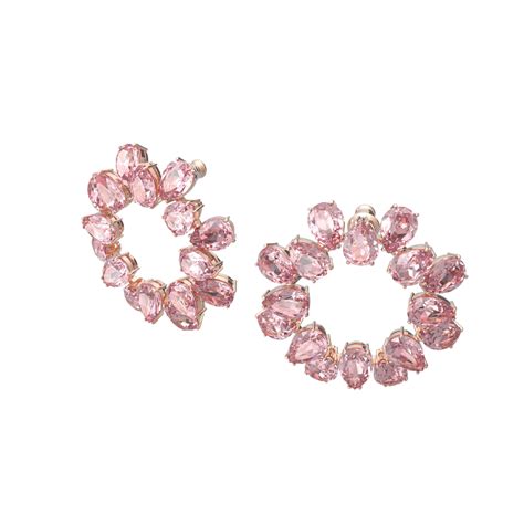 Buy Swarovski Millenia hoop earrings, Pear cut crystals, Pink, Rose gold-tone plated in Dubai ...
