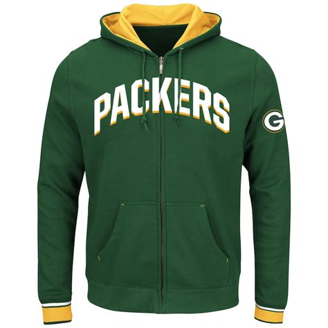 Men's Green Bay Packers Majestic Green Anchor Point Full-Zip Hoodie