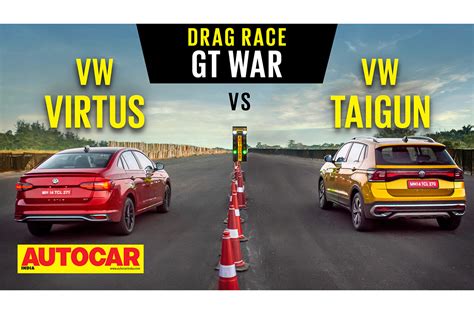 Volkswagen Virtus vs Taigun drag race, price, autocar drag day video | Autocar India