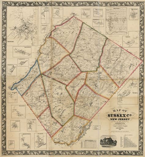 1860 Map of Sussex County New Jersey From Actual Surveys and - Etsy