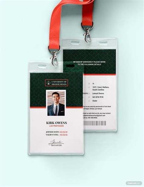 University Professor ID Card Template in Pages, Word, Illustrator, PSD ...