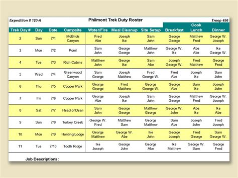 Roster Excel Template