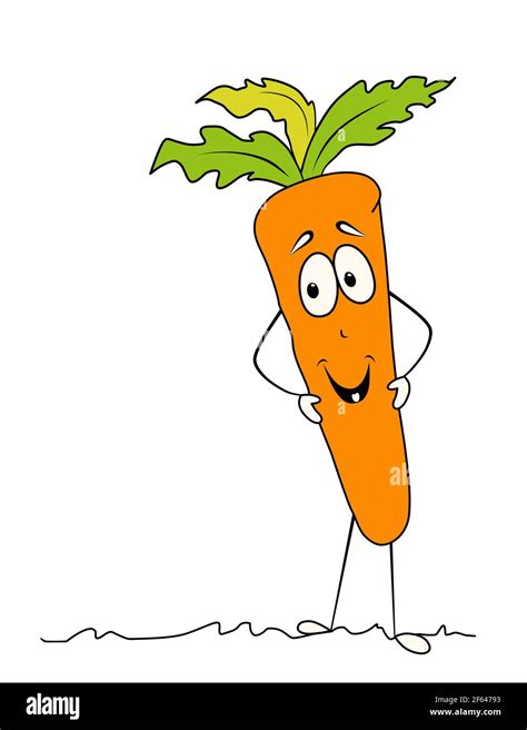 cute cartoon character of an orange carrot healthy vegetable with green ...