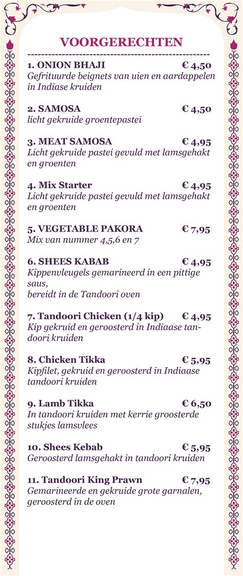 TANDOORI MENU BOEK3 - Tandoori Indian Restaurant