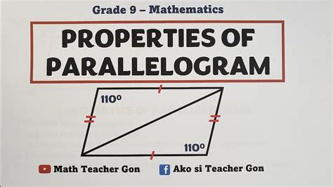 Properties of Parallelogram - @MathTeacherGon - YouTube