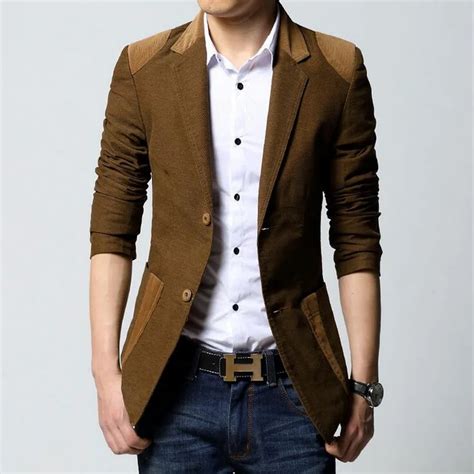 Men Pocket zipper Business Style Blazer Men Safari style Blazer Khaki Men Brand Mens suit ...