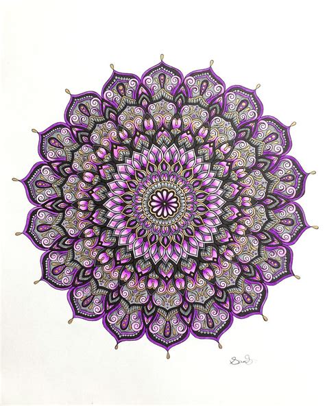 Purple and metallic gold mandala by Sam Schroeder Art | INSTAGRAM: @samschroeds | Gold mandala ...