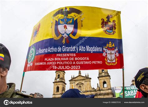 Bogota Colombia July 2023 Peaceful Protest Members Active Reserve ...