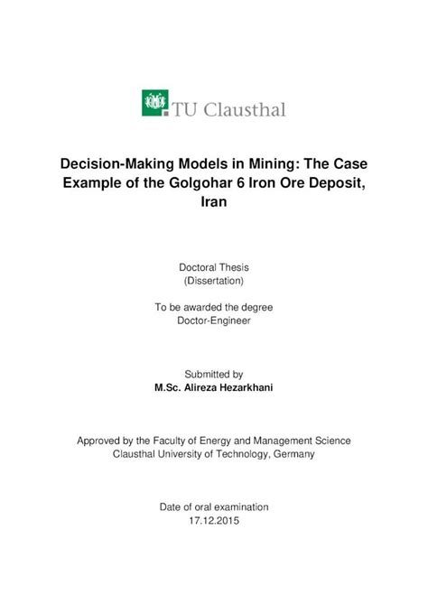 (PDF) Decision-Making Models in Mining: The Case Example of the ...