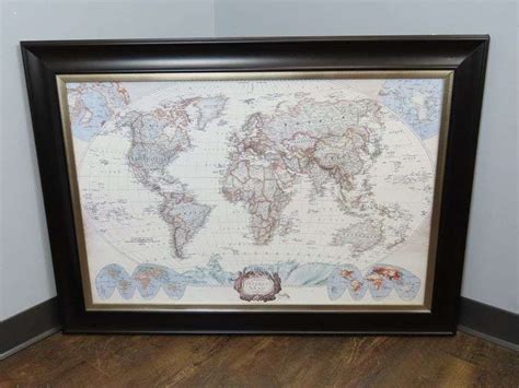 Large Framed World Map - GC5 Auctions