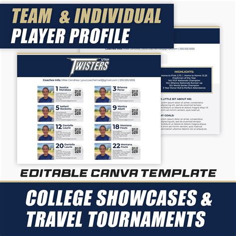 Softball Team & Player Profile Template, College Showcase Player Profile, Team Profile, Baseball ...