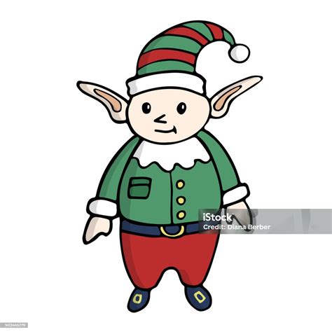 Vector Illustration Of Christmas Elf Santa Claus Helper Creature Stock Illustration - Download ...