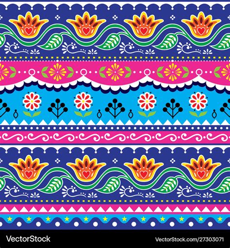 Pakistani truck art seamless design indian Vector Image