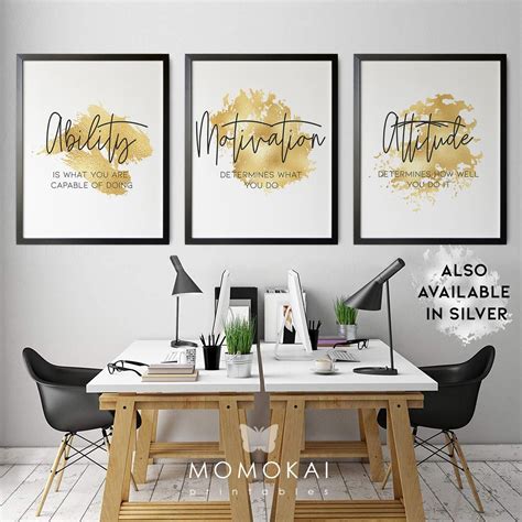 Home office motivational wall art home office modern set of 3 | Etsy in ...