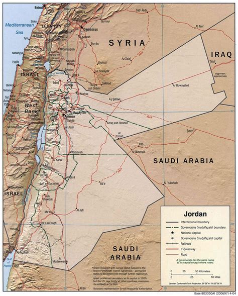 Carte Jordanie, Carte de la Jordanie