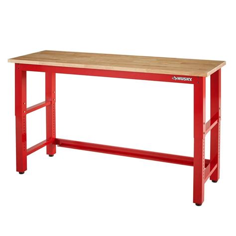 Husky 6 ft. Adjustable Height Solid Wood Top Workbench in Red-HOWT72XDB22 - The Home Depot ...