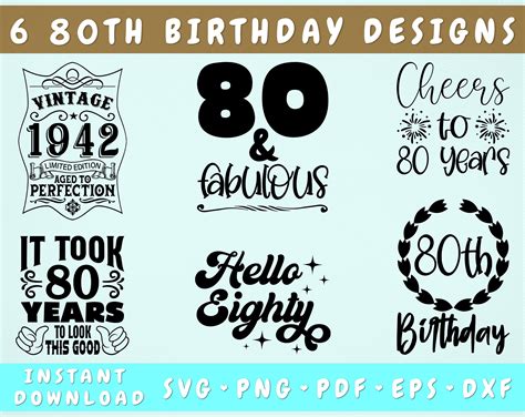 80th Birthday SVG Bundle 6 Designs 80 and Fabulous SVG It - Etsy