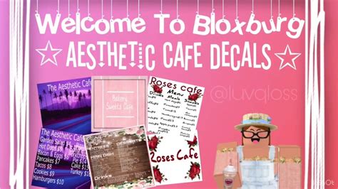 Roblox Bloxburg || Aesthetic Cafe Decals - YouTube