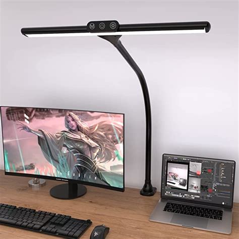 Hokone LED Desk Lamp, Desk Light with Clamp,9W Flexible Gooseneck Lamp with Dimmable 5 Color ...
