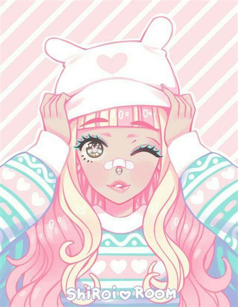 Download Pastel Pink Aesthetic Anime Girl Winking Wallpaper | Wallpapers.com