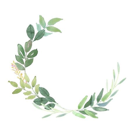 Greenery Wreaths - Leaf Watercolor Clip Art, green leaves borders ...