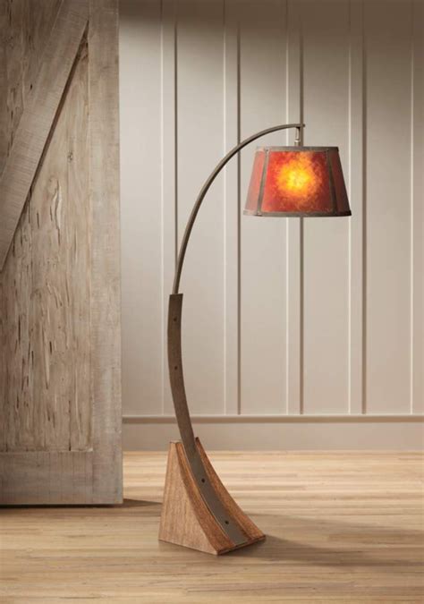 Oak River Dark Rust and Amber Mica Arc Floor Lamp - #1C159 | Lamps Plus ...