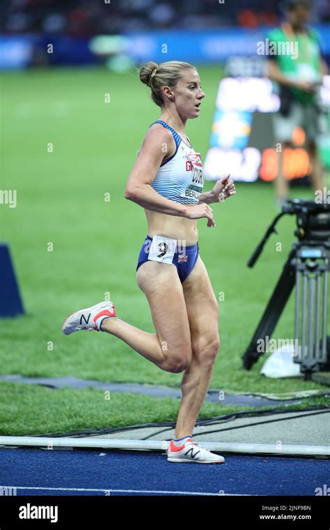 Melissa Courtney-Bryant running 5000 meters at the European Athletics Championships in Berlin ...