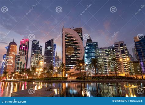 Doha Sky Line editorial stock image. Image of arabia - 228508279