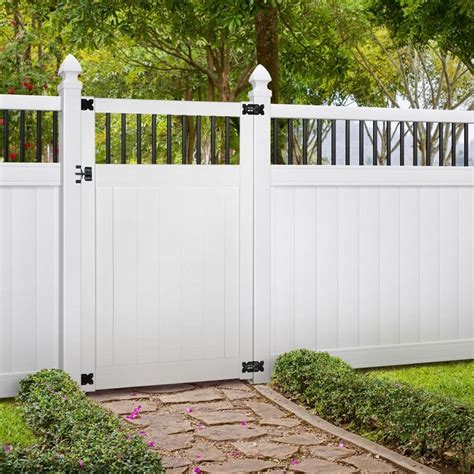 Veranda Pro Series 4 ft. W x 6 ft. H White Vinyl Woodbridge Baluster Top Privacy Fence Gate ...