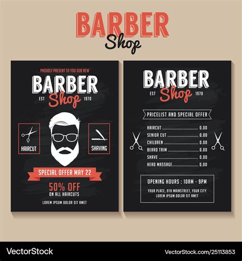 Barber shop flyer template Royalty Free Vector Image