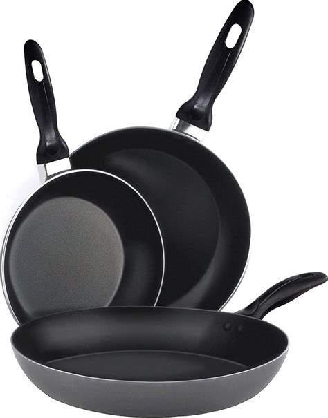 Amazon.com: Aluminum Nonstick Frying Pan Set - (3-Piece 8 Inches, 9.5 Inches, 11 Inches) - Fry ...