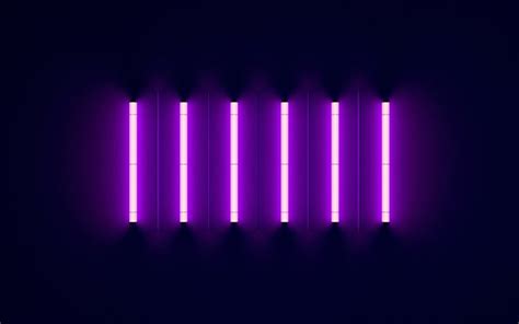 Download wallpapers purple neon lamps on a black background, neon light, black background ...