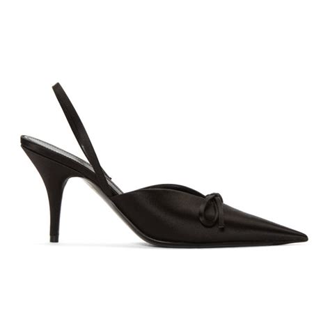 Balenciaga Black Satin Slingback Heels Balenciaga